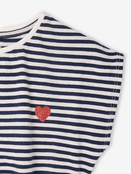 2-in-1 effect dress for girls ecru+navy blue+printed white+vanilla - vertbaudet enfant 