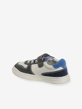-Basket enfant garçon cuir à scratchs et lacets élastiqués