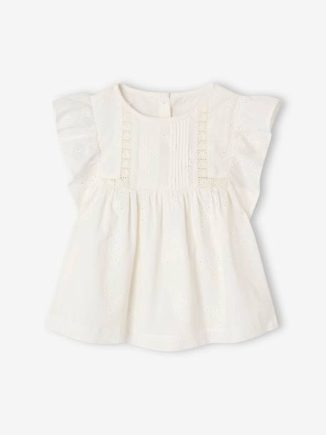 Occasion Wear Blouse in Broderie Anglaise for Girls white - vertbaudet enfant 