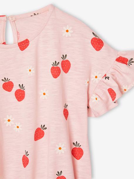Strawberry print frill dress for girls pale pink - vertbaudet enfant 