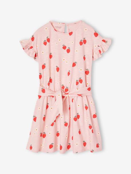 Strawberry print frill dress for girls pale pink - vertbaudet enfant 