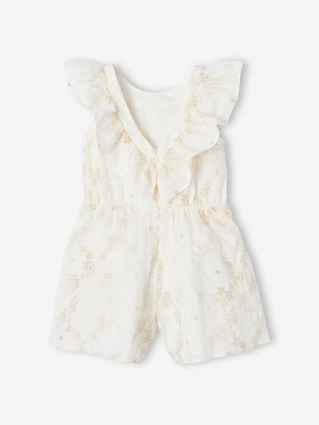 Occasion Wear Playsuit with Iridescent Flowers for Girls white - vertbaudet enfant 