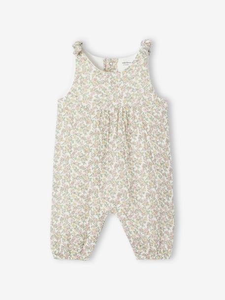 Combinaison bébé naissance en gaze de coton beige+blanc+écru+tilleul imprimé - vertbaudet enfant 