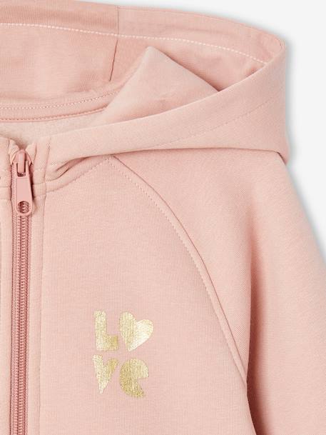 Sweat fille zippé à capuche sport marine+rose+vert sauge - vertbaudet enfant 