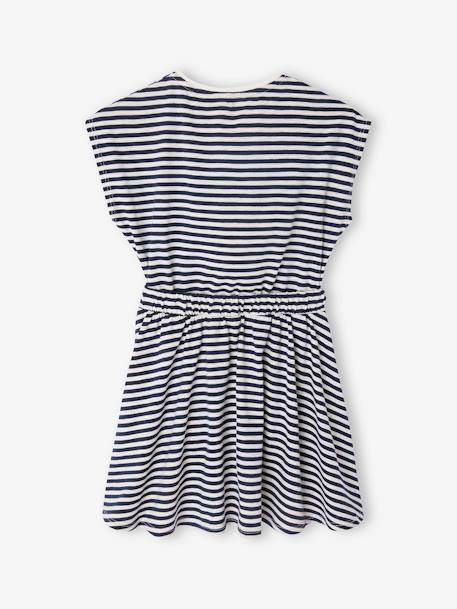 2-in-1 effect dress for girls ecru+navy blue+printed white+vanilla - vertbaudet enfant 