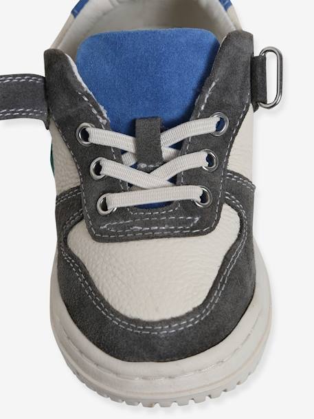 Basket enfant garçon cuir à scratchs et lacets élastiqués lot blanc+lot vert - vertbaudet enfant 