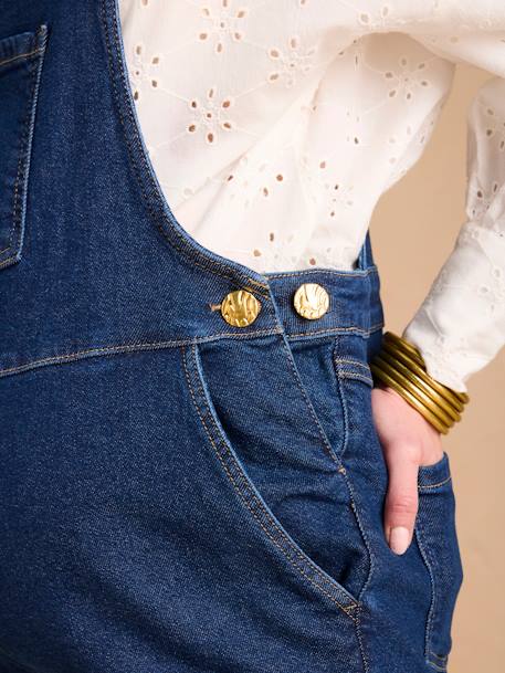 Wide-leg denim maternity dungarees brut denim - vertbaudet enfant 