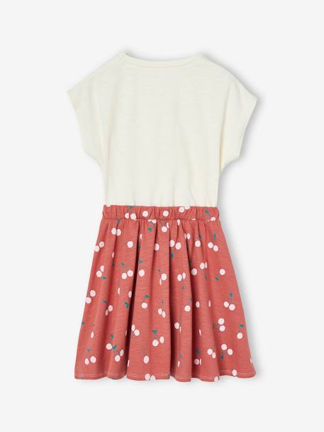 Robe fille effet 2 en 1 blanc imprimé+écru+vanille - vertbaudet enfant 