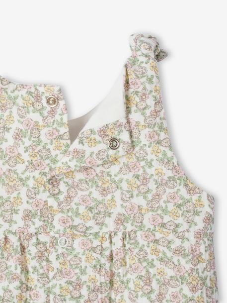 Combinaison bébé naissance en gaze de coton beige+blanc+écru+tilleul imprimé - vertbaudet enfant 