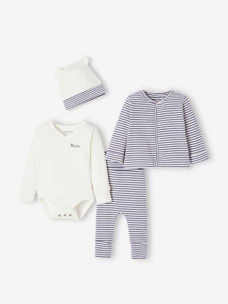 Mix & match outfit: bodysuit + leggings + cardigan + hat blue - vertbaudet enfant 