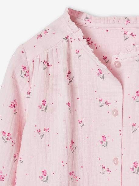 Chemise file gaze de coton imprimée personnalisable blanc imprimé+écru+rose pâle - vertbaudet enfant 