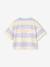 Cropped short-sleeved T-shirt for girls beige+ecru+rosy+striped violet - vertbaudet enfant 