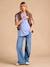 Tee-shirt grossesse col V lin bleu azur+bronze - vertbaudet enfant 