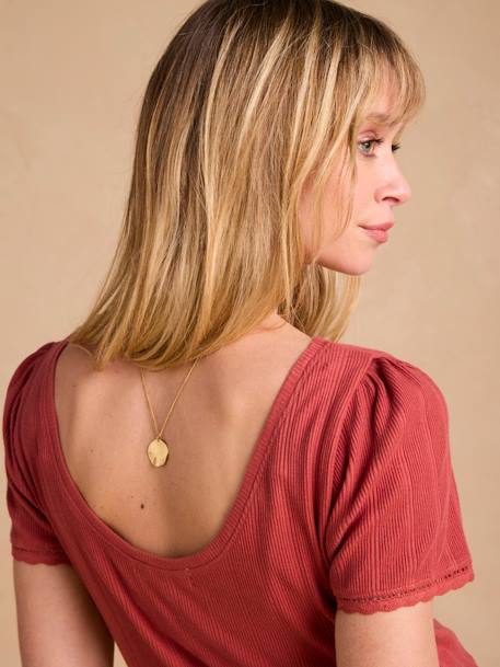 T-Shirt for Maternity, Low Neckline at the Back, in Wide Knit, by ENVIE DE FRAISE ecru+khaki+terracotta - vertbaudet enfant 