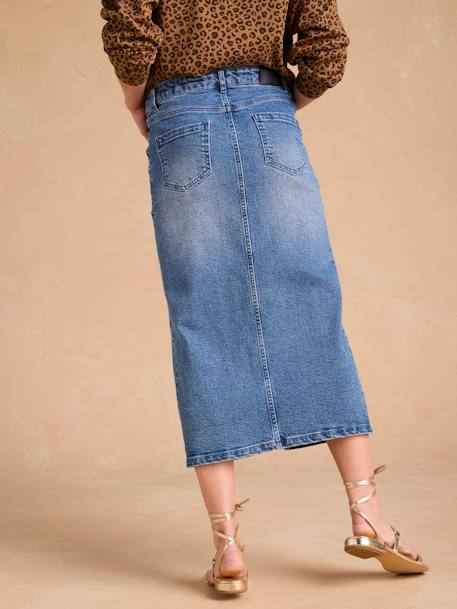 Long Skirt with Slit in the Front, for Maternity by ENVIE DE FRAISE medium blue - vertbaudet enfant 