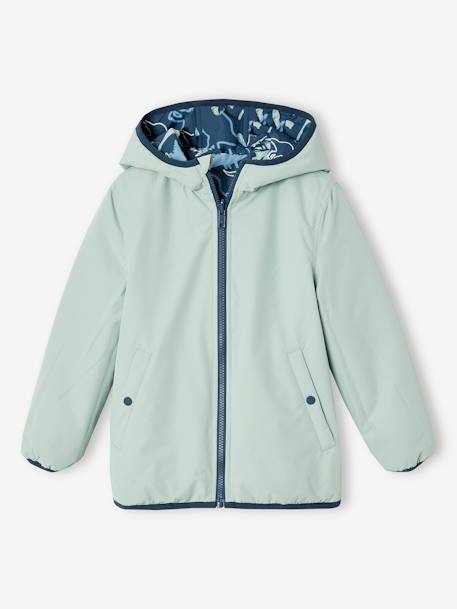 Reversible lightweight puffer jacket for boys green+ocean blue - vertbaudet enfant 