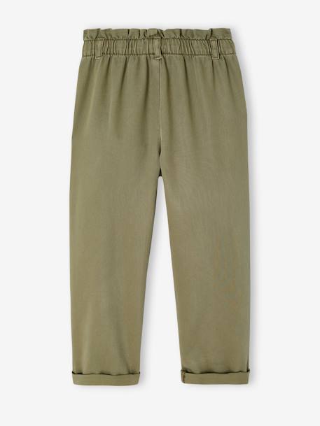 Pantalon fille style paperbag Lyocell fluide corail+kaki+rose - vertbaudet enfant 