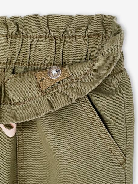 Pantalon fille style paperbag Lyocell fluide corail+kaki+rose - vertbaudet enfant 