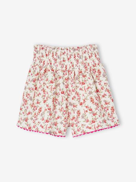 Floral cotton gauze shorts for girls multicoloured - vertbaudet enfant 