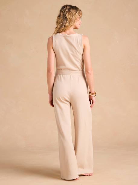 Honeycomb Pyjama Jumpsuit for Pregnancy & Nursing, ENVIE DE FRAISE marl beige - vertbaudet enfant 