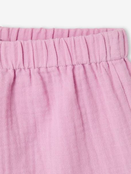 Ensemble fille blouse short en gaze de coton jaune pastel+lilas+vanille - vertbaudet enfant 