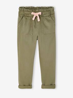 -Pantalon fille style paperbag Lyocell fluide 