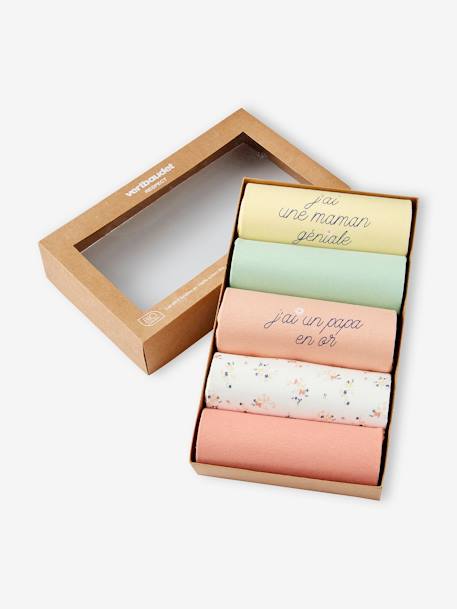 Lot de 5 bodies bébé fille manches courtes coffret cadeau écru - vertbaudet enfant 