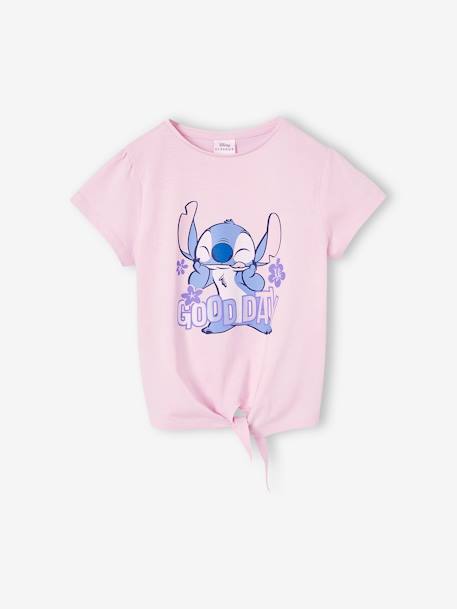 Short Sleeve T-Shirt with Knot, 'Good day' Disney® Stitch soft lilac - vertbaudet enfant 
