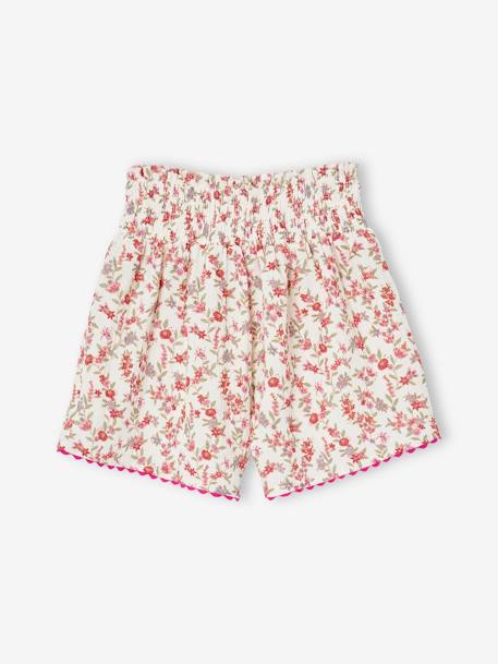 Floral cotton gauze shorts for girls multicoloured - vertbaudet enfant 
