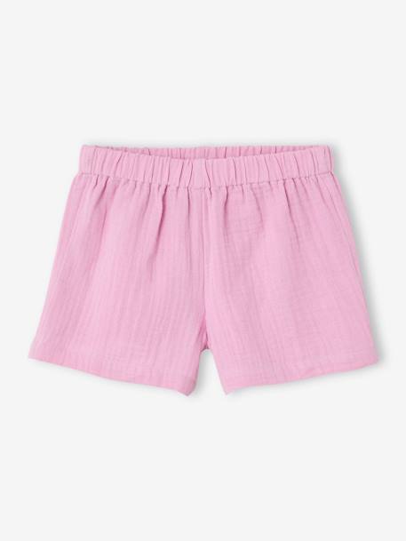 Ensemble fille blouse short en gaze de coton jaune pastel+lilas+vanille - vertbaudet enfant 