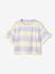 T-shirt fille cropped manches courtes beige+écru+rayé violet+rose poudré - vertbaudet enfant 