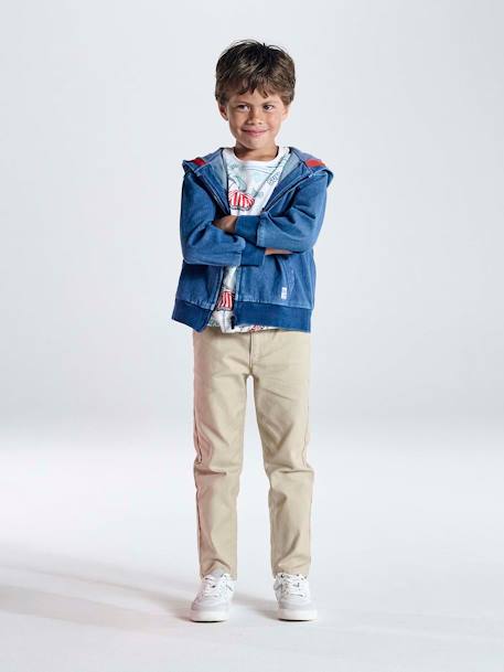 Easy-to-put-on chino-style trousers for boys beige+navy blue - vertbaudet enfant 
