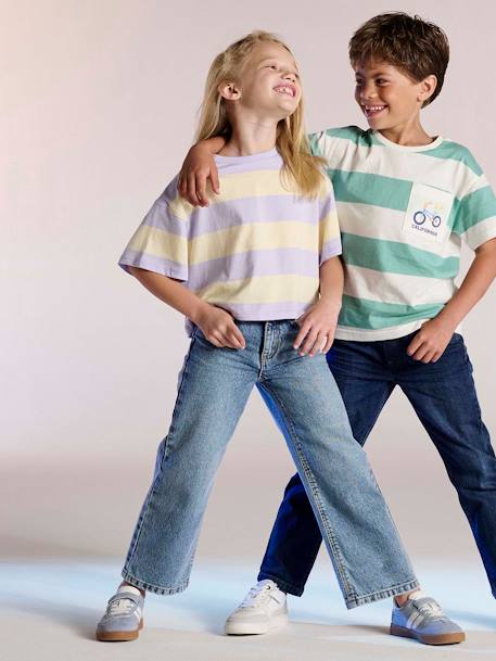 Jean fille large morphologik tour de hanches fin bleu clair+bleu foncé+bleu moyen - vertbaudet enfant 
