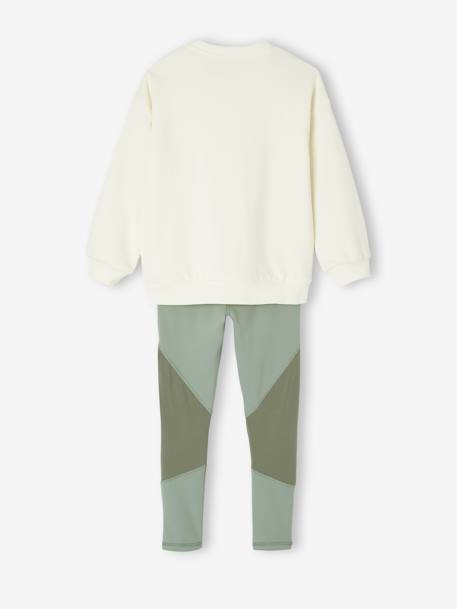 Gold-motif sweat top and leggings set for girls sage green - vertbaudet enfant 