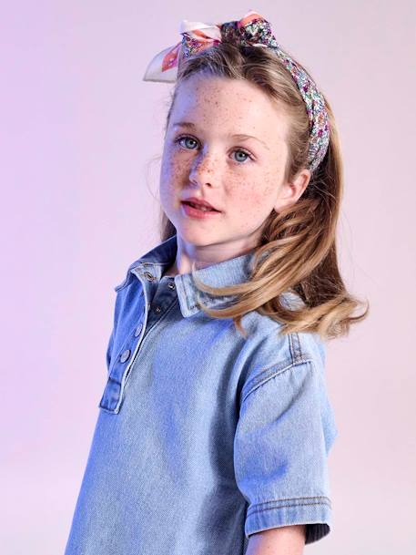 Floral Print Scarf for Girls ecru+grey blue - vertbaudet enfant 