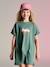 Girls' dress in lightweight fleece green+marl grey+sage green+striped blue - vertbaudet enfant 