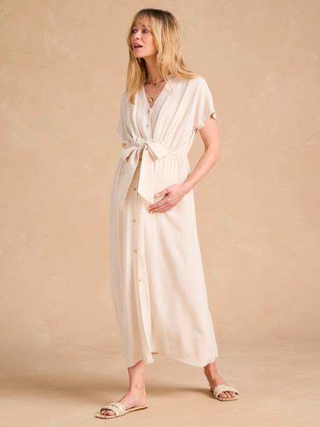 Long Shirt Dress for Maternity & Nursing, ENVIE DE FRAISE beige+black+khaki - vertbaudet enfant 