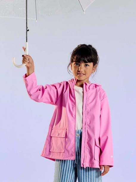 Hooded raincoat for girls rose - vertbaudet enfant 