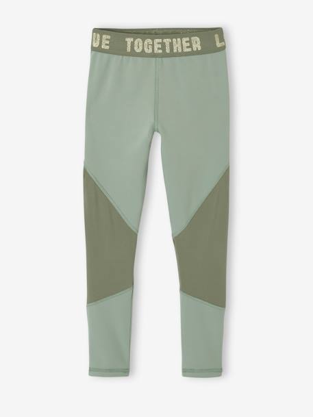 Gold-motif sweat top and leggings set for girls sage green - vertbaudet enfant 