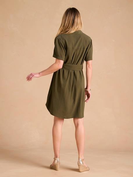 Maternity & Nursing Shirt Dress, ENVIE DE FRAISE khaki - vertbaudet enfant 