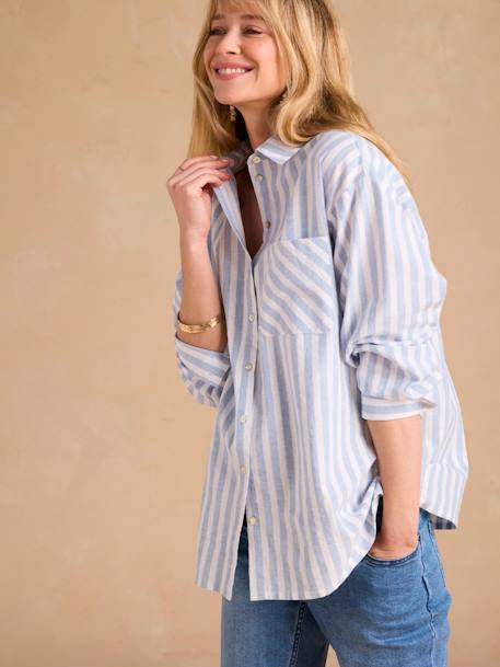 Striped Shirt for Maternity & Nursing by ENVIE DE FRAISE ecru - vertbaudet enfant 