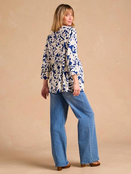 Blouse à fleurs grossesse et allaitement bleu roi - vertbaudet enfant 