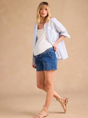 Short en jean grossesse avec tresse fantaisie bandeau amovible  - vertbaudet enfant