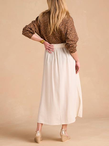 Long Viscose & Linen Skirt for Maternity, by ENVIE DE FRAISE beige - vertbaudet enfant 