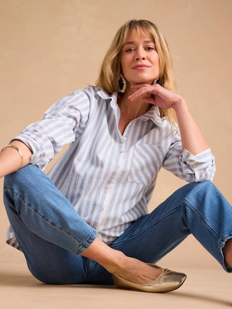 Striped Shirt for Maternity & Nursing by ENVIE DE FRAISE ecru - vertbaudet enfant 
