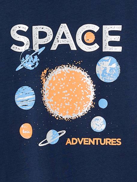 Boys' sparkly space print T-shirt almond green+night blue - vertbaudet enfant 