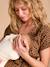 Robe longue grossesse effet cache-coeur en gaze de coton argile+beige+marine+terracotta - vertbaudet enfant 