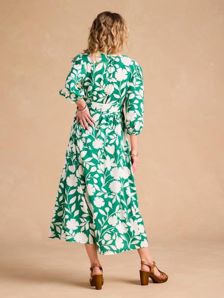 Long Floral Print Dress for Maternity & Nursing by ENVIE DE FRAISE green - vertbaudet enfant 