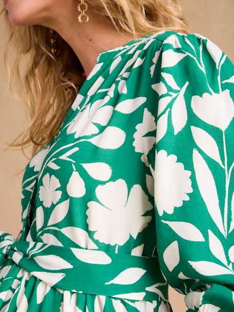 Long Floral Print Dress for Maternity & Nursing by ENVIE DE FRAISE green - vertbaudet enfant 