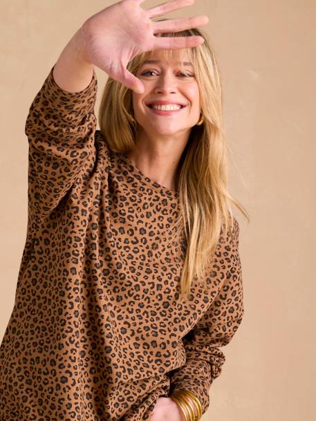 Sweat femme léopard capsule mère-fille beige - vertbaudet enfant 
